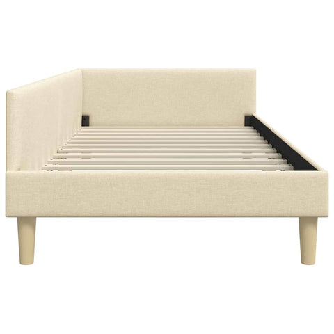 vidaXL Corner Bed Frame Cream 100 x 200 cm Fabric and Engineered wood