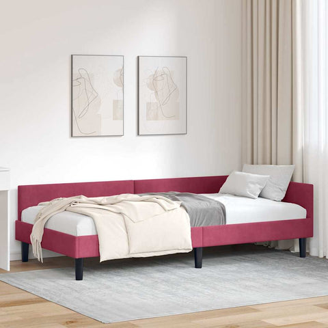 vidaXL Corner Bed Frame with Headboard Manual Wine red 80 x 200 cm