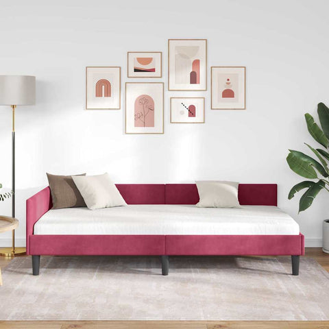 vidaXL Corner Bed Frame with Headboard Manual Wine red 80 x 200 cm