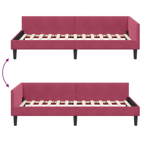 vidaXL Corner Bed Frame with Headboard Manual Wine red 80 x 200 cm