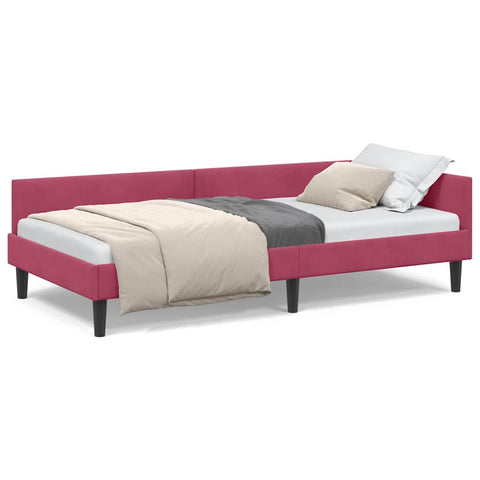 vidaXL Corner Bed Frame with Headboard Manual Wine red 80 x 200 cm