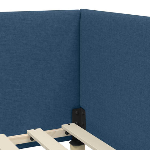 vidaXL Corner Bed Frame Blue 90 x 200 cm Fabric and Engineered wood