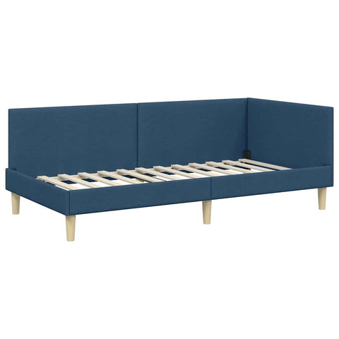 vidaXL Corner Bed Frame Blue 90 x 200 cm Fabric and Engineered wood
