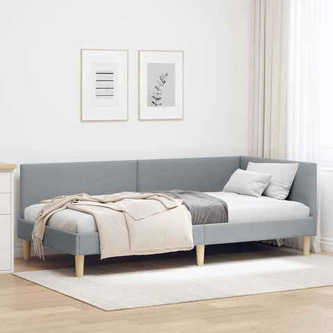 vidaXL Corner Bed Frame Other with Headboard Light grey 100 x 200 cm