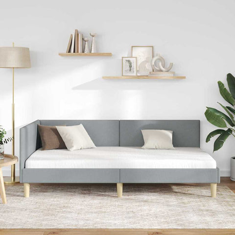 vidaXL Corner Bed Frame Other with Headboard Light grey 100 x 200 cm