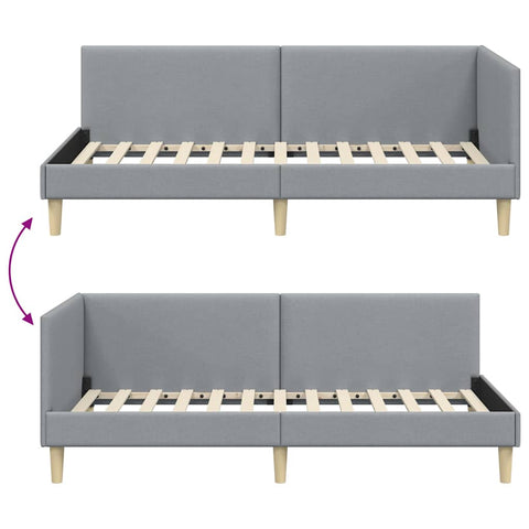 vidaXL Corner Bed Frame Other with Headboard Light grey 100 x 200 cm