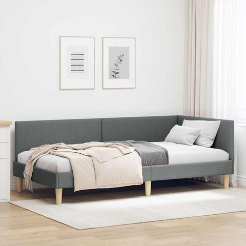 vidaXL Corner Bed Frame Other with Headboard Dark grey 100 x 200 cm