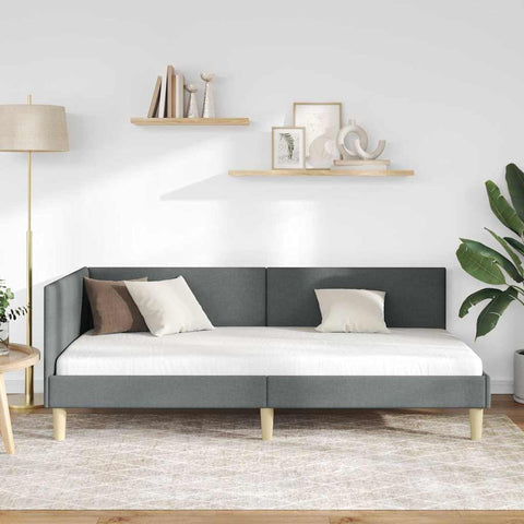 vidaXL Corner Bed Frame Other with Headboard Dark grey 100 x 200 cm