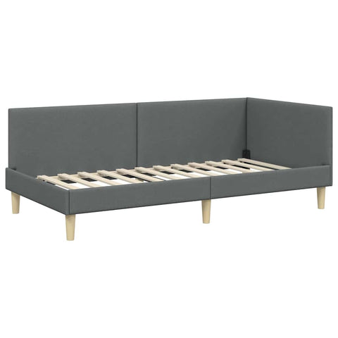 vidaXL Corner Bed Frame Other with Headboard Dark grey 100 x 200 cm