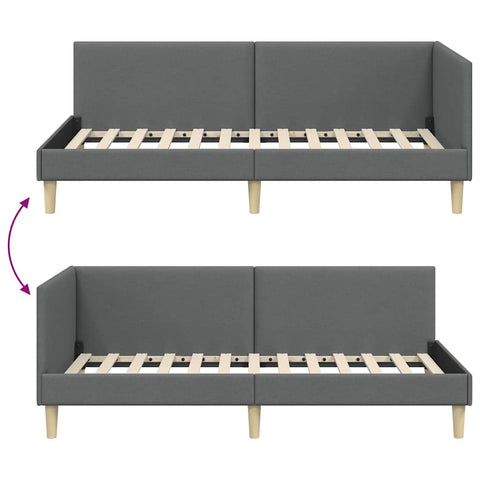 vidaXL Corner Bed Frame Other with Headboard Dark grey 100 x 200 cm