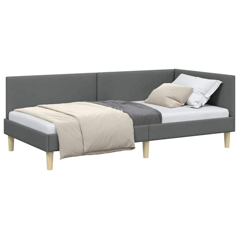 vidaXL Corner Bed Frame Other with Headboard Dark grey 100 x 200 cm