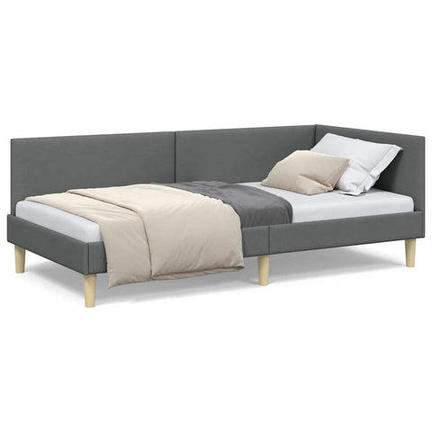 vidaXL Corner Bed Frame Other with Headboard Dark grey 100 x 200 cm