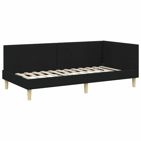 vidaXL Corner Bed Frame Black 100 x 200 cm Fabric and Engineered wood