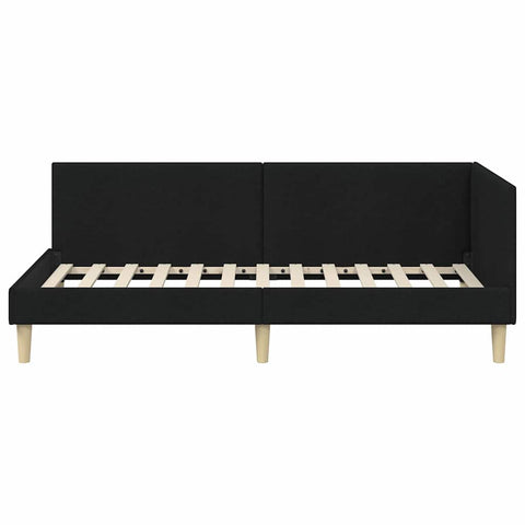 vidaXL Corner Bed Frame Black 100 x 200 cm Fabric and Engineered wood