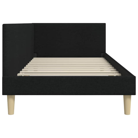 vidaXL Corner Bed Frame Black 100 x 200 cm Fabric and Engineered wood
