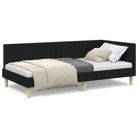 vidaXL Corner Bed Frame Black 100 x 200 cm Fabric and Engineered wood