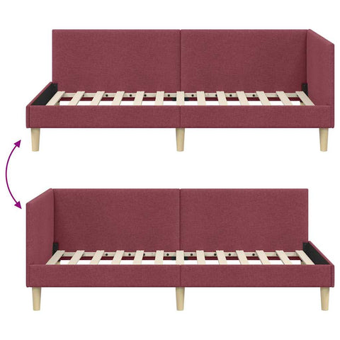 vidaXL Corner Bed Frame Other with Headboard Wine red 100 x 200 cm
