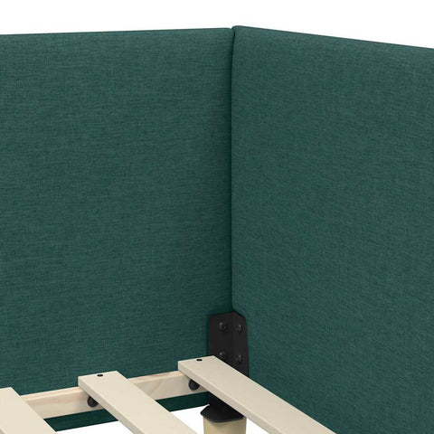 vidaXL Corner Bed Frame Other with Headboard Dark green 100 x 200 cm