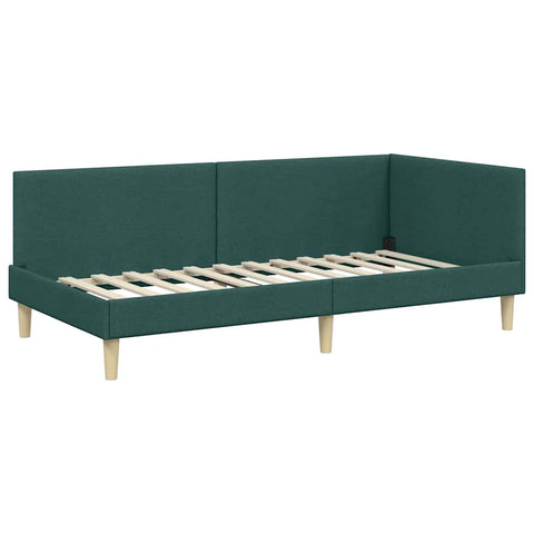 vidaXL Corner Bed Frame Other with Headboard Dark green 100 x 200 cm