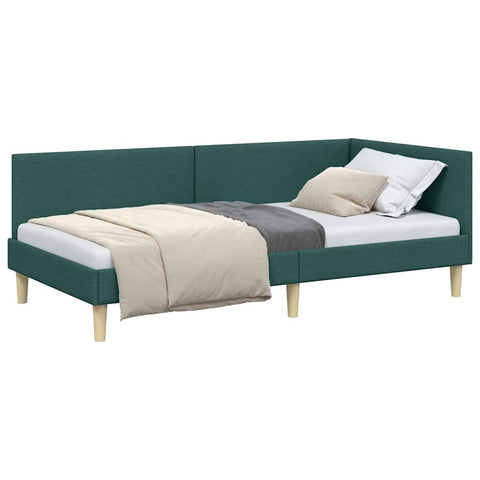 vidaXL Corner Bed Frame Other with Headboard Dark green 100 x 200 cm