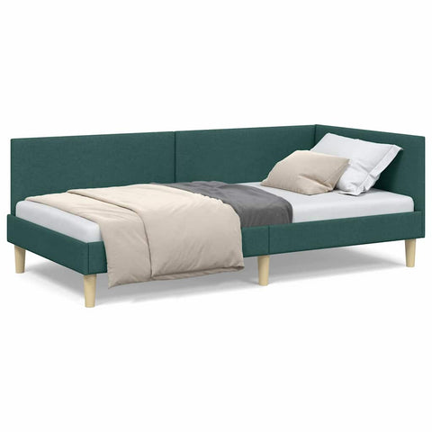 vidaXL Corner Bed Frame Other with Headboard Dark green 100 x 200 cm