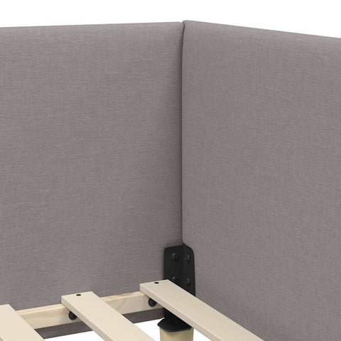 vidaXL Corner Bed Frame Taupe 100 x 200 cm Fabric and Engineered wood