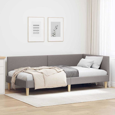 vidaXL Corner Bed Frame Taupe 100 x 200 cm Fabric and Engineered wood