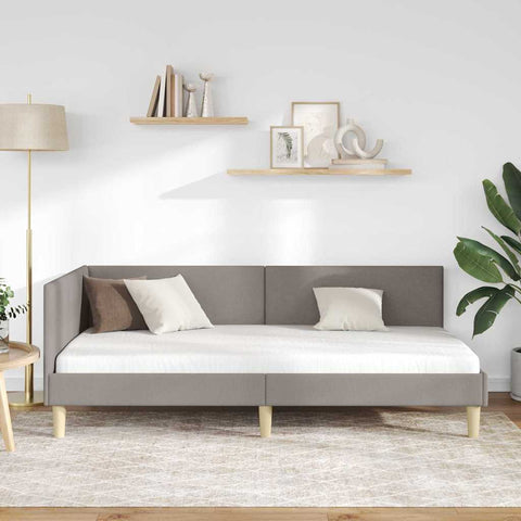 vidaXL Corner Bed Frame Taupe 100 x 200 cm Fabric and Engineered wood
