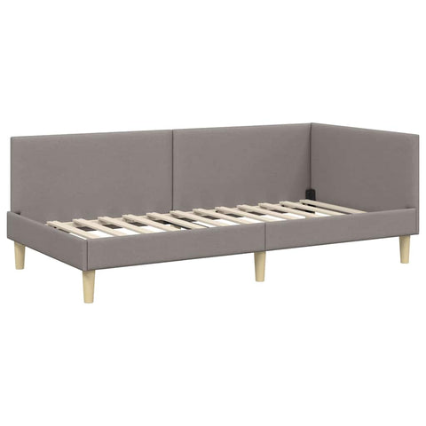 vidaXL Corner Bed Frame Taupe 100 x 200 cm Fabric and Engineered wood