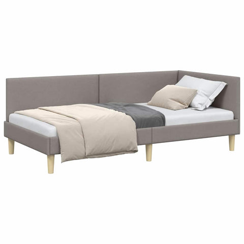 vidaXL Corner Bed Frame Taupe 100 x 200 cm Fabric and Engineered wood