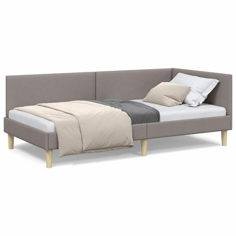 vidaXL Corner Bed Frame Taupe 100 x 200 cm Fabric and Engineered wood