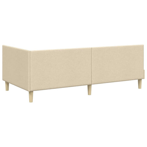 vidaXL Corner Bed Frame Cream 100 x 200 cm Fabric and Engineered wood