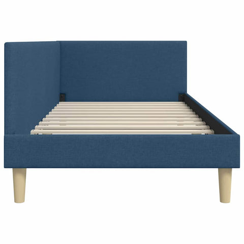 vidaXL Corner Bed Frame Blue 100 x 200 cm Fabric and Engineered wood