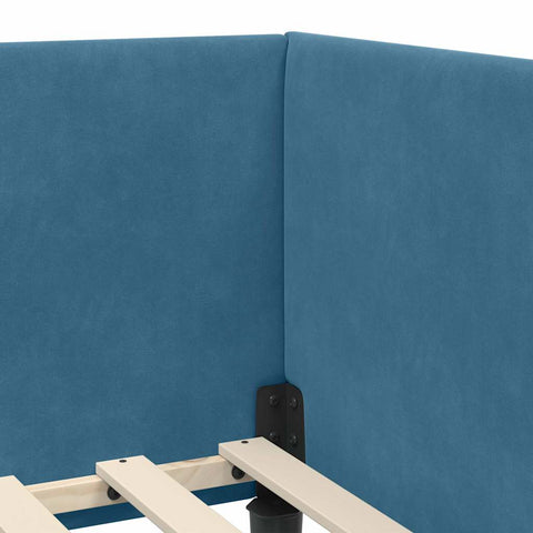 vidaXL Corner Bed Frame Blue 100 x 200 cm Velvet and Engineered wood