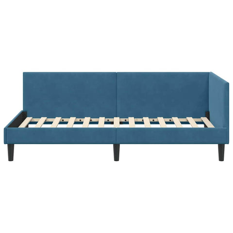 vidaXL Corner Bed Frame Blue 100 x 200 cm Velvet and Engineered wood