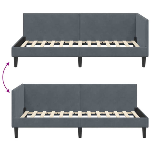 vidaXL Corner Bed Frame Other with Headboard Dark grey 100 x 200 cm