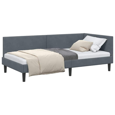 vidaXL Corner Bed Frame Other with Headboard Dark grey 100 x 200 cm