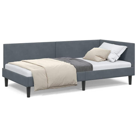 vidaXL Corner Bed Frame Other with Headboard Dark grey 100 x 200 cm