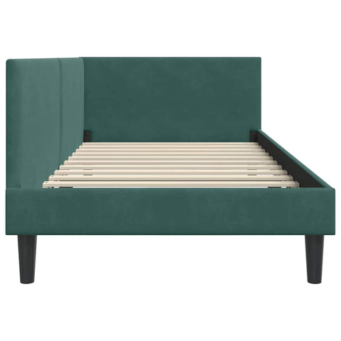 vidaXL Corner Bed Frame Other with Headboard Dark green 100 x 200 cm
