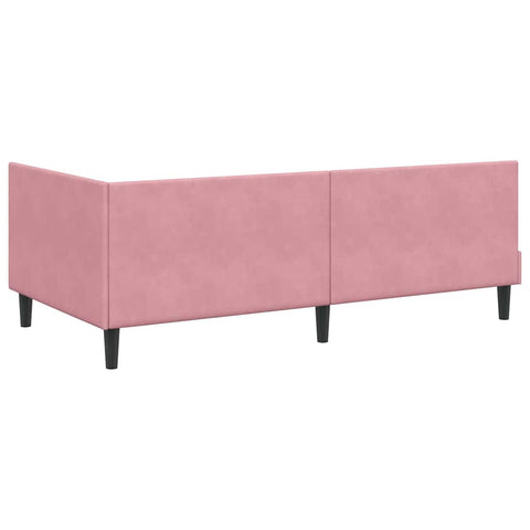 vidaXL Corner Bed Frame Pink 100 x 200 cm Velvet and Engineered wood