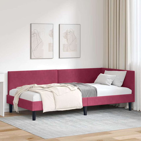 vidaXL Corner Bed Frame Other with Headboard Wine red 100 x 200 cm