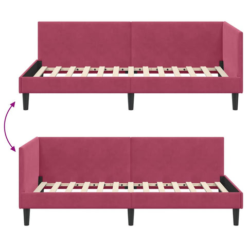 vidaXL Corner Bed Frame Other with Headboard Wine red 100 x 200 cm