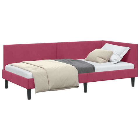 vidaXL Corner Bed Frame Other with Headboard Wine red 100 x 200 cm