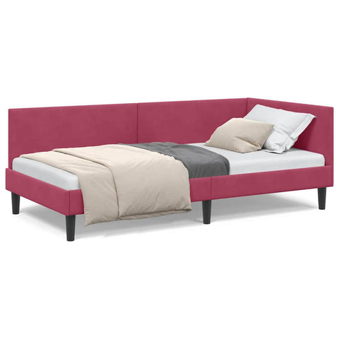 vidaXL Corner Bed Frame Other with Headboard Wine red 100 x 200 cm