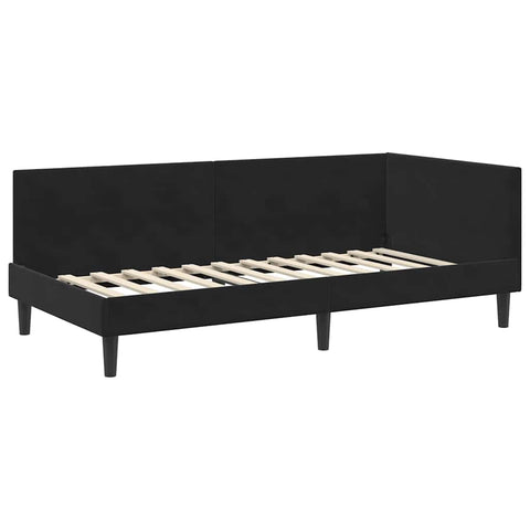 vidaXL Corner Bed Frame Black 100 x 200 cm Velvet and Engineered wood