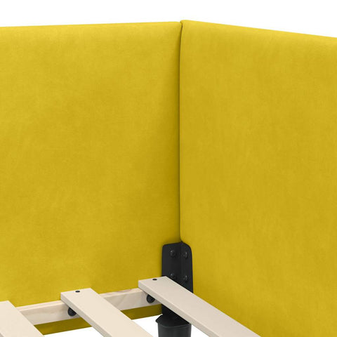 vidaXL Corner Bed Frame Yellow 100 x 200 cm Velvet and Engineered wood