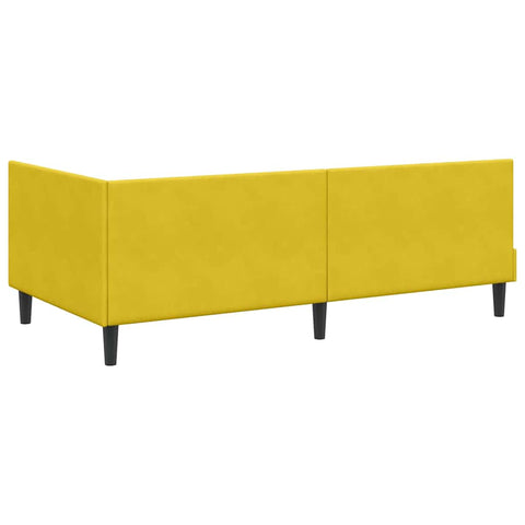 vidaXL Corner Bed Frame Yellow 100 x 200 cm Velvet and Engineered wood