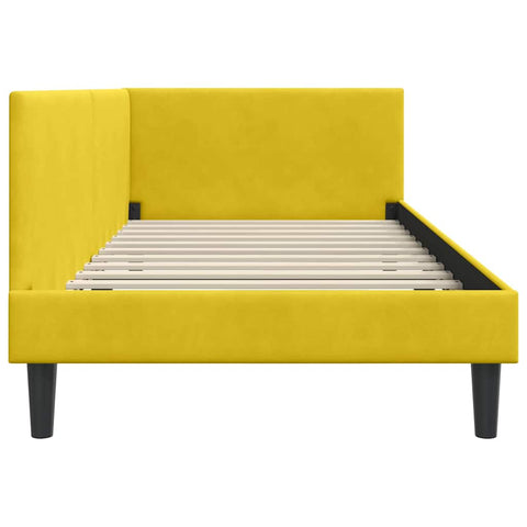 vidaXL Corner Bed Frame Yellow 100 x 200 cm Velvet and Engineered wood