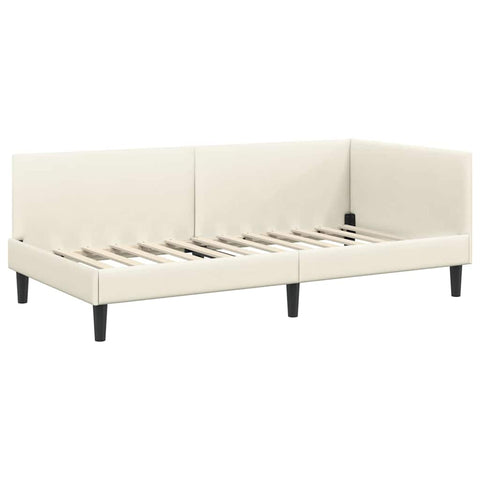 vidaXL Corner Bed Frame Cream 100 x 200 cm Velvet and Engineered wood