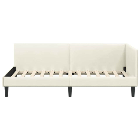 vidaXL Corner Bed Frame Cream 100 x 200 cm Velvet and Engineered wood